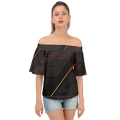 Gradient-geometric-shapes-dark-background Off Shoulder Short Sleeve Top by pakminggu