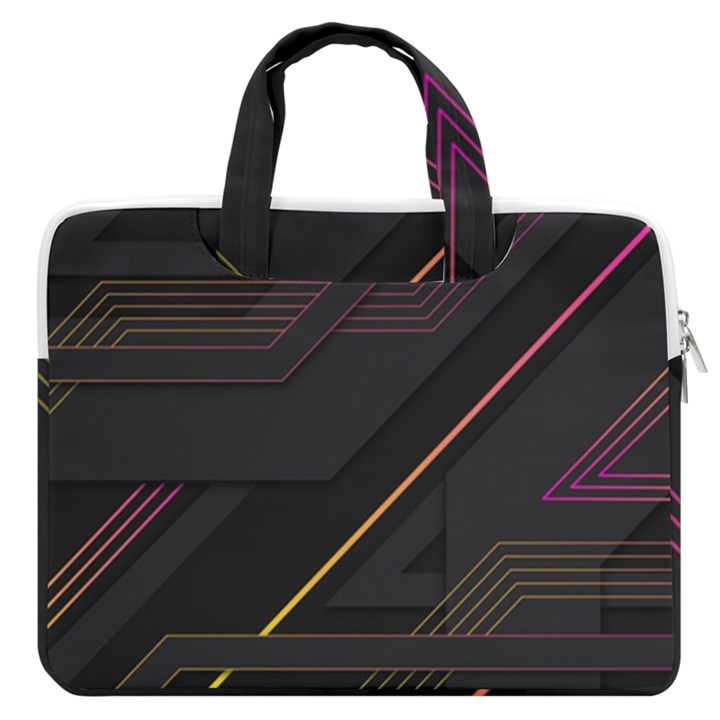 Gradient-geometric-shapes-dark-background MacBook Pro 16  Double Pocket Laptop Bag 