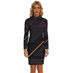 Gradient-geometric-shapes-dark-background Long Sleeve Shirt Collar Bodycon Dress by pakminggu