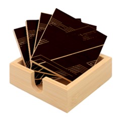 Gradient-geometric-shapes-dark-background Bamboo Coaster Set