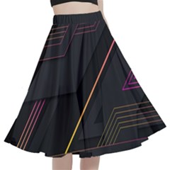 Gradient-geometric-shapes-dark-background A-line Full Circle Midi Skirt With Pocket