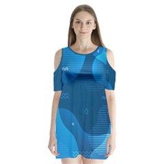 Abstract-classic-blue-background Shoulder Cutout Velvet One Piece by pakminggu