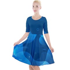 Abstract-classic-blue-background Quarter Sleeve A-line Dress by pakminggu