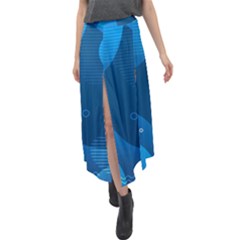 Abstract-classic-blue-background Velour Split Maxi Skirt