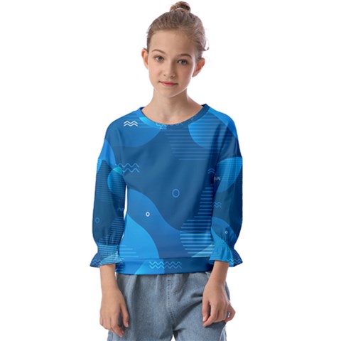 Abstract-classic-blue-background Kids  Cuff Sleeve Top by pakminggu