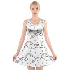 Cute-art-print-pattern V-neck Sleeveless Dress by pakminggu