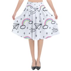 Cute-art-print-pattern Flared Midi Skirt by pakminggu