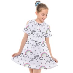 Cute-art-print-pattern Kids  Short Sleeve Shirt Dress by pakminggu