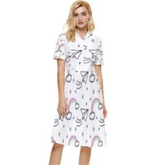 Cute-art-print-pattern Button Top Knee Length Dress by pakminggu