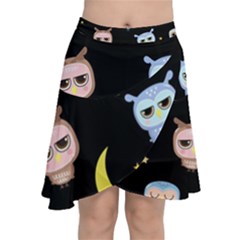 Cute-owl-doodles-with-moon-star-seamless-pattern Chiffon Wrap Front Skirt by pakminggu