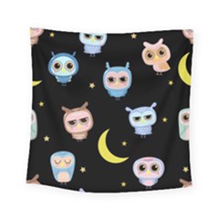 Cute-owl-doodles-with-moon-star-seamless-pattern Square Tapestry (small) by pakminggu