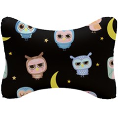 Cute-owl-doodles-with-moon-star-seamless-pattern Seat Head Rest Cushion by pakminggu