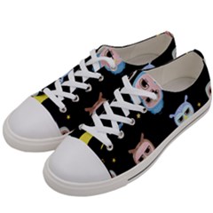 Cute-owl-doodles-with-moon-star-seamless-pattern Women s Low Top Canvas Sneakers by pakminggu