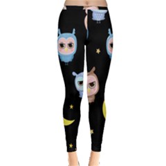 Cute-owl-doodles-with-moon-star-seamless-pattern Inside Out Leggings by pakminggu