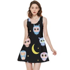 Cute-owl-doodles-with-moon-star-seamless-pattern Inside Out Reversible Sleeveless Dress by pakminggu