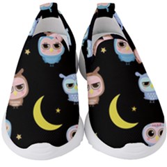 Cute-owl-doodles-with-moon-star-seamless-pattern Kids  Slip On Sneakers