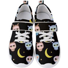 Cute-owl-doodles-with-moon-star-seamless-pattern Men s Velcro Strap Shoes by pakminggu