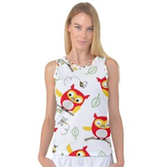 Seamless-pattern-vector-owl-cartoon-with-bugs Women s Basketball Tank Top by pakminggu