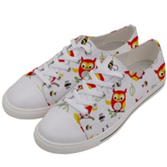 Seamless-pattern-vector-owl-cartoon-with-bugs Women s Low Top Canvas Sneakers by pakminggu