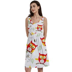 Seamless-pattern-vector-owl-cartoon-with-bugs Classic Skater Dress by pakminggu