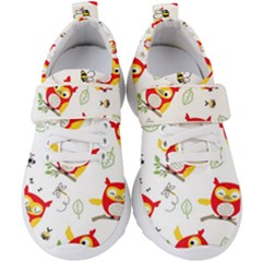 Seamless-pattern-vector-owl-cartoon-with-bugs Kids  Velcro Strap Shoes by pakminggu