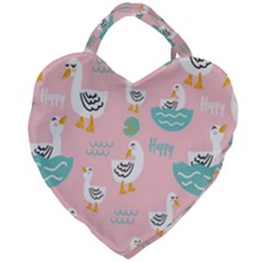 Cute Happy Duck Gift Card Design Seamless Pattern Template Giant Heart Shaped Tote