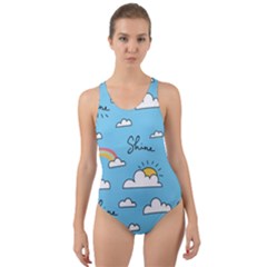 Sky Pattern Cut-out Back One Piece Swimsuit by pakminggu