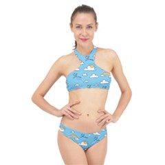 Sky Pattern High Neck Bikini Set by pakminggu