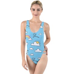 Sky Pattern High Leg Strappy Swimsuit by pakminggu