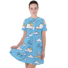 Sky Pattern Short Sleeve Shoulder Cut Out Dress  by pakminggu