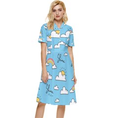 Sky Pattern Button Top Knee Length Dress by pakminggu