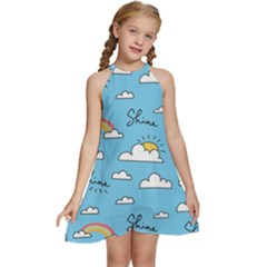 Sky Pattern Kids  Halter Collar Waist Tie Chiffon Dress by pakminggu