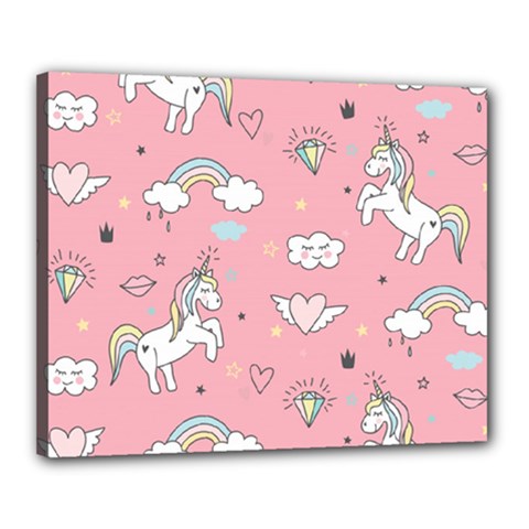 Cute-unicorn-seamless-pattern Canvas 20  X 16  (stretched) by pakminggu