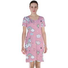 Cute-unicorn-seamless-pattern Short Sleeve Nightdress by pakminggu