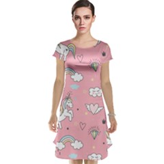 Cute-unicorn-seamless-pattern Cap Sleeve Nightdress by pakminggu