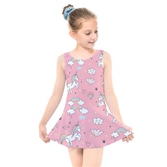 Cute-unicorn-seamless-pattern Kids  Skater Dress Swimsuit by pakminggu