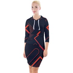 Gradient-geometric-shapes-dark-background-design Quarter Sleeve Hood Bodycon Dress by pakminggu