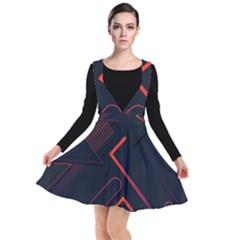 Gradient-geometric-shapes-dark-background-design Plunge Pinafore Dress by pakminggu