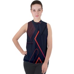 Gradient-geometric-shapes-dark-background-design Mock Neck Chiffon Sleeveless Top by pakminggu