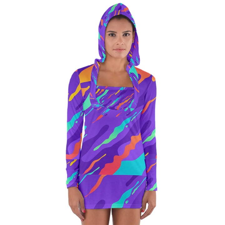 Multicolored-abstract-background Long Sleeve Hooded T-shirt