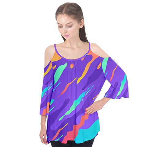 Multicolored-abstract-background Flutter Sleeve Tee  by pakminggu