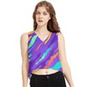 Multicolored-abstract-background V-Neck Cropped Tank Top View1