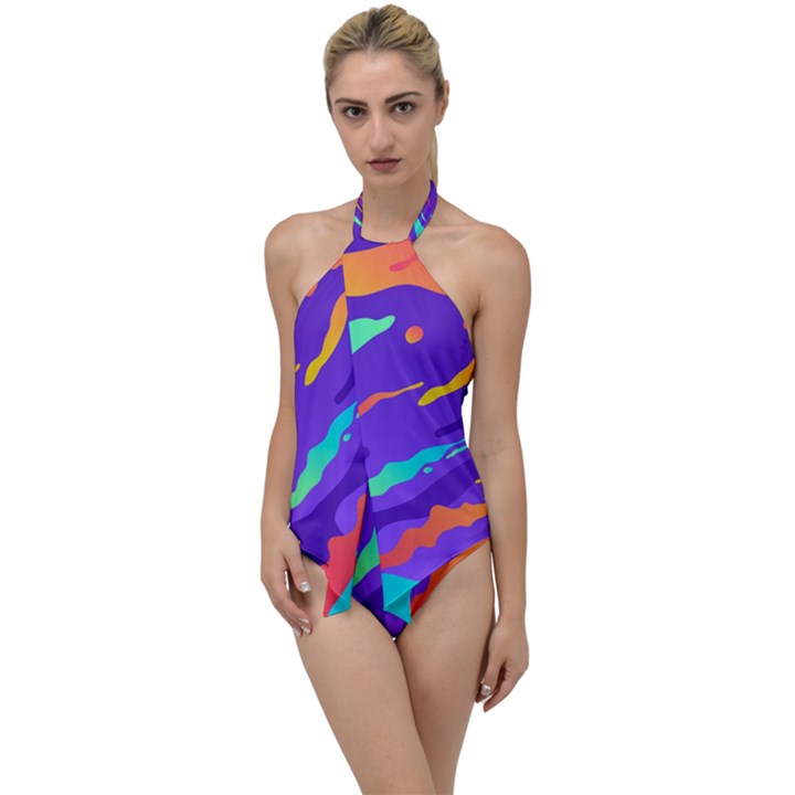 Multicolored-abstract-background Go with the Flow One Piece Swimsuit