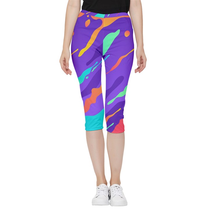 Multicolored-abstract-background Inside Out Lightweight Velour Capri Leggings 