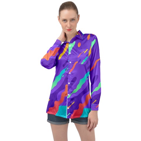 Multicolored-abstract-background Long Sleeve Satin Shirt by pakminggu