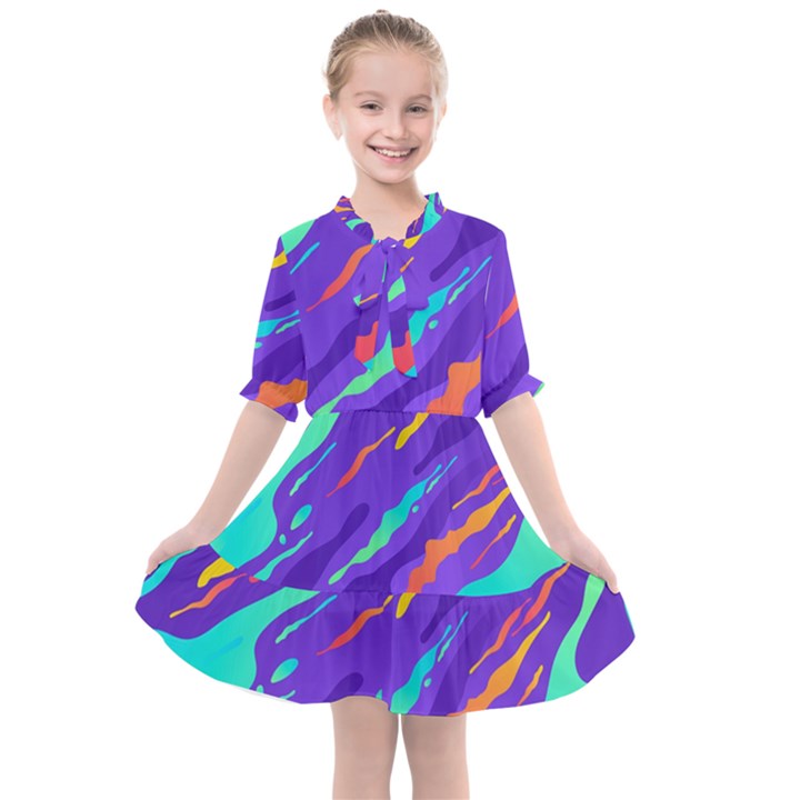 Multicolored-abstract-background Kids  All Frills Chiffon Dress