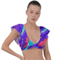 Multicolored-abstract-background Plunge Frill Sleeve Bikini Top View1