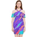 Multicolored-abstract-background Shoulder Frill Bodycon Summer Dress View1