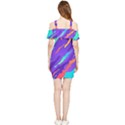 Multicolored-abstract-background Shoulder Frill Bodycon Summer Dress View2