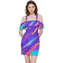 Multicolored-abstract-background Shoulder Frill Bodycon Summer Dress View3